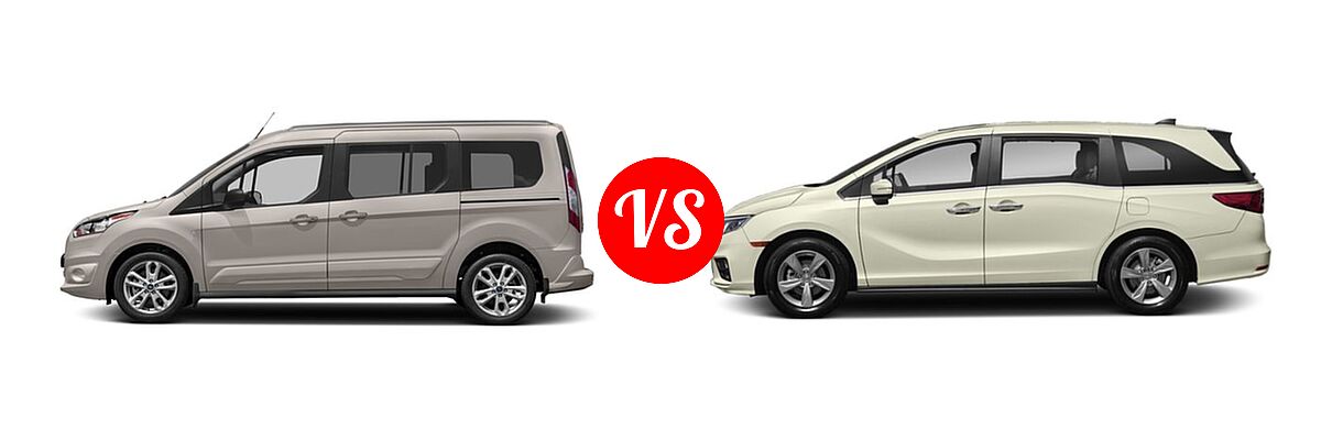 2018 Ford Transit Connect Minivan Titanium / XL / XLT vs. 2019 Honda Odyssey Minivan EX-L - Side Comparison