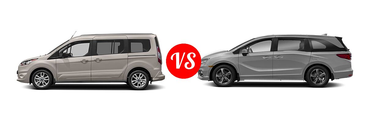 2018 Ford Transit Connect Minivan Titanium / XL / XLT vs. 2019 Honda Odyssey Minivan Touring - Side Comparison