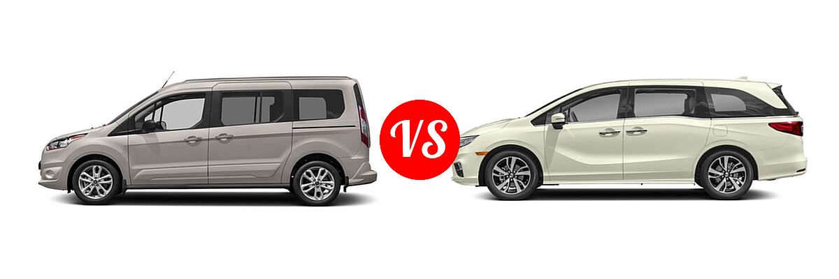 2018 Ford Transit Connect Minivan Titanium / XL / XLT vs. 2019 Honda Odyssey Minivan Elite - Side Comparison