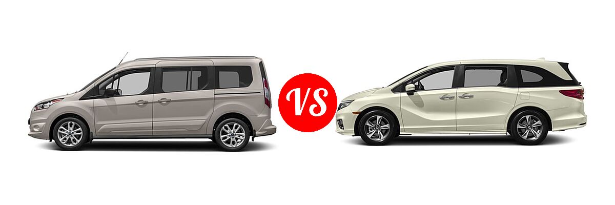 2018 Ford Transit Connect Minivan Titanium / XL / XLT vs. 2018 Honda Odyssey Minivan Touring - Side Comparison