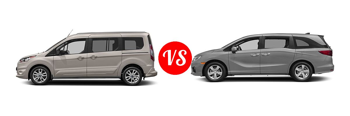 2018 Ford Transit Connect Minivan Titanium / XL / XLT vs. 2018 Honda Odyssey Minivan EX-L - Side Comparison