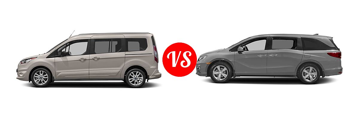2018 Ford Transit Connect Minivan Titanium / XL / XLT vs. 2018 Honda Odyssey Minivan EX-L - Side Comparison