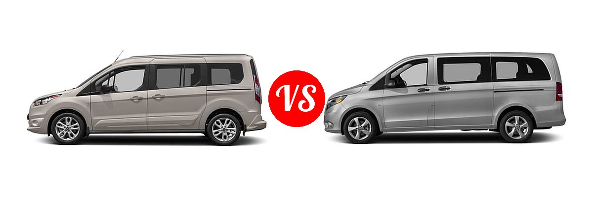 2018 Ford Transit Connect Minivan Titanium / XL / XLT vs. 2018 Mercedes-Benz Metris Minivan Worker - Side Comparison
