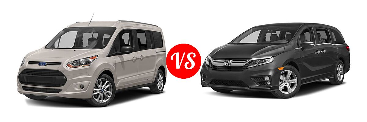 2018 Ford Transit Connect Minivan Titanium / XL / XLT vs. 2018 Honda Odyssey Minivan EX - Front Left Comparison