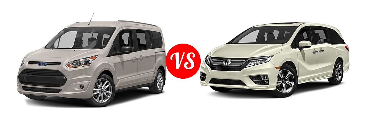 2018 Ford Transit Connect Minivan Titanium / XL / XLT vs. 2018 Honda Odyssey Minivan Touring - Front Left Comparison