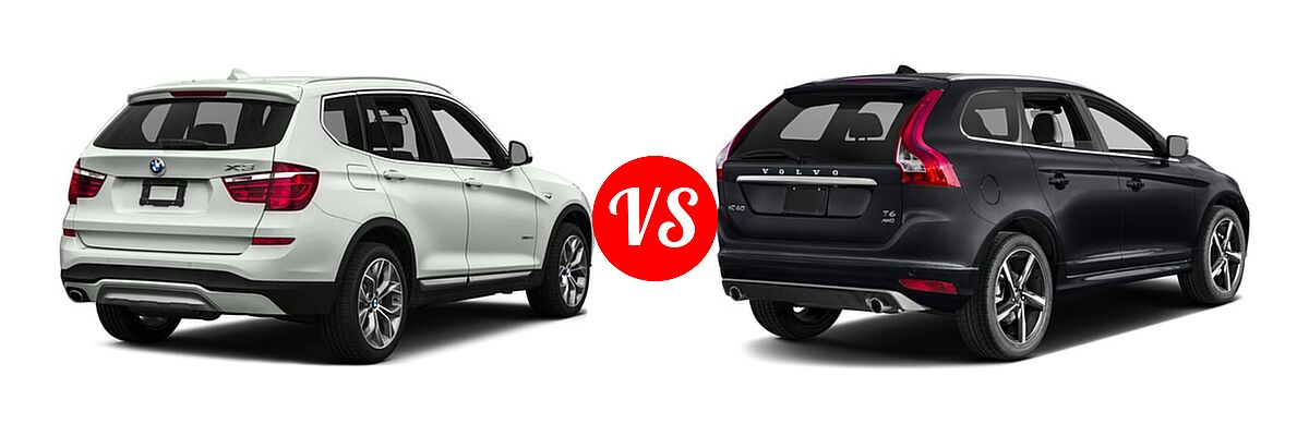 2017 BMW X3 SUV Diesel xDrive28d vs. 2017 Volvo XC60 SUV R-Design - Rear Right Comparison