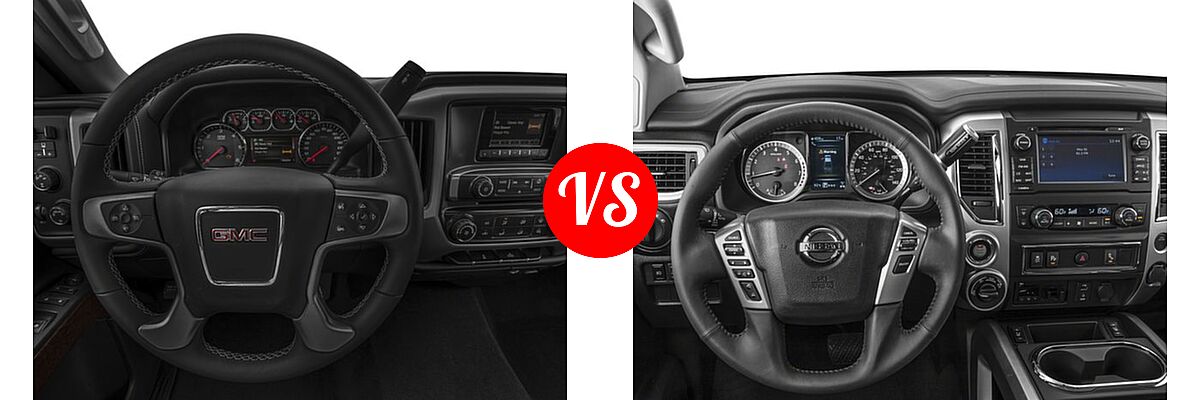 2018 GMC Sierra 2500HD Pickup SLE vs. 2018 Nissan Titan XD Pickup Diesel PRO-4X / S / SV - Dashboard Comparison
