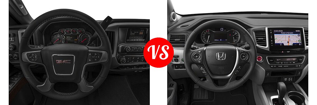 2018 GMC Sierra 2500HD Pickup SLE vs. 2018 Honda Ridgeline Pickup RTL-T - Dashboard Comparison