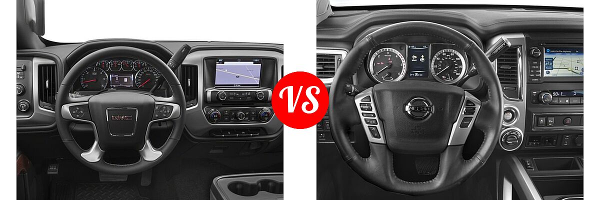 2018 GMC Sierra 2500HD Pickup SLE / SLT vs. 2018 Nissan Titan XD Pickup Diesel SL - Dashboard Comparison