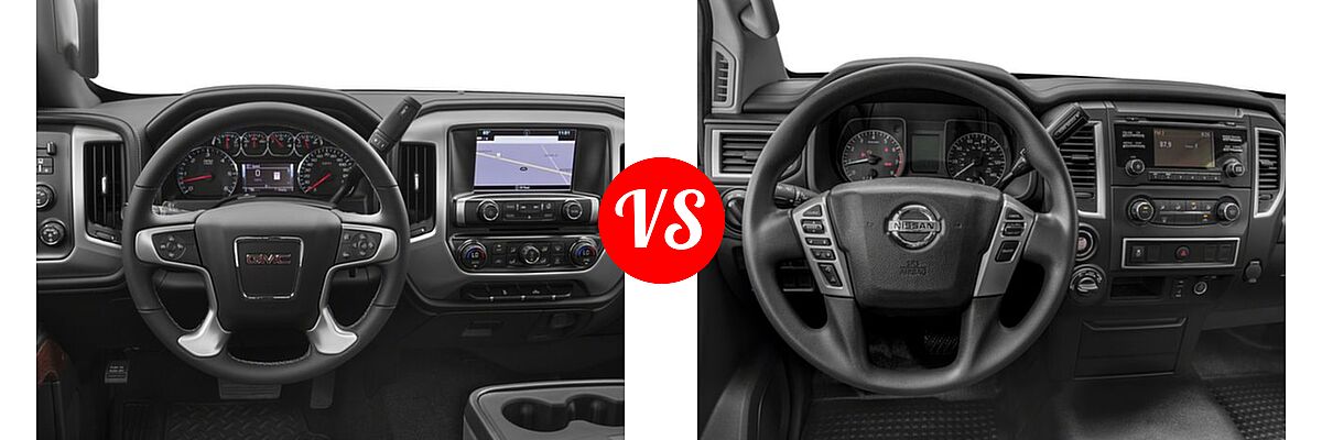 2018 GMC Sierra 2500HD Pickup SLE / SLT vs. 2018 Nissan Titan XD Pickup Diesel S - Dashboard Comparison