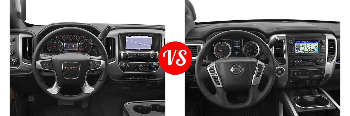 2018 GMC Sierra 2500HD Pickup SLE / SLT vs. 2018 Nissan Titan XD Pickup Diesel SV - Dashboard Comparison