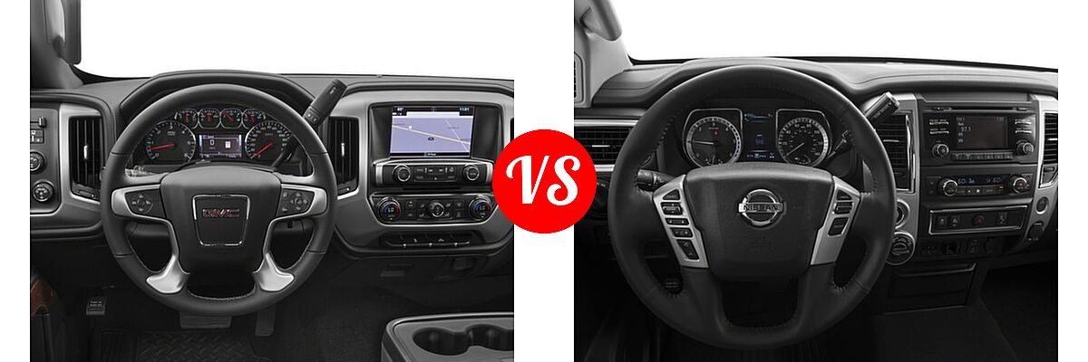 2018 GMC Sierra 2500HD Pickup SLE / SLT vs. 2018 Nissan Titan XD Pickup Diesel S / SV - Dashboard Comparison