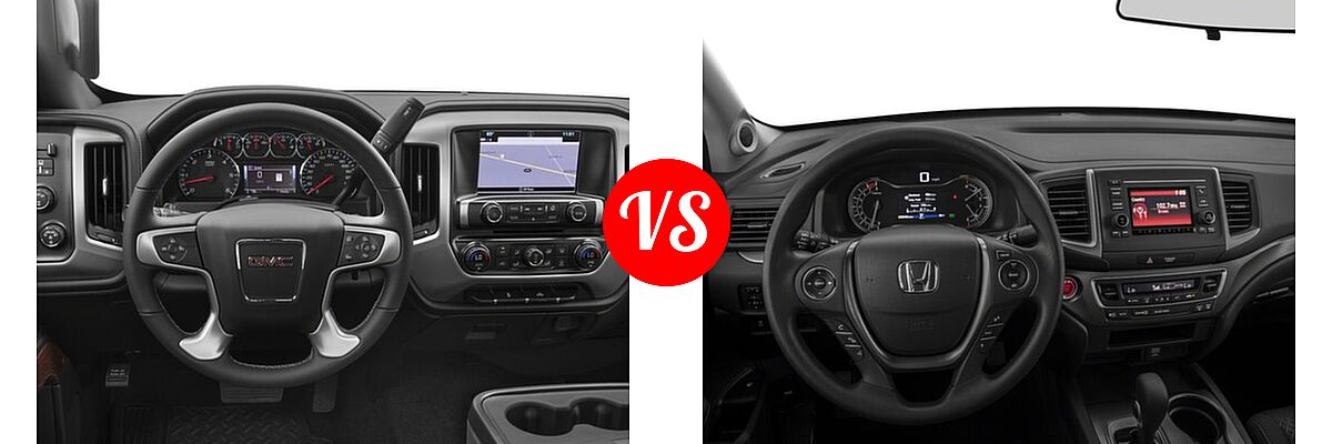 2018 GMC Sierra 2500HD Pickup SLE / SLT vs. 2018 Honda Ridgeline Pickup Sport - Dashboard Comparison