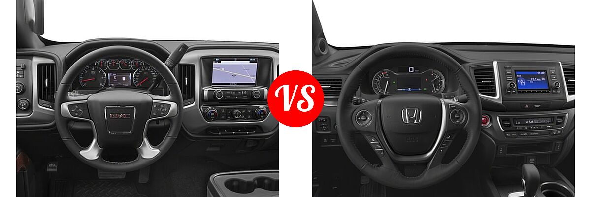 2018 GMC Sierra 2500HD Pickup SLE / SLT vs. 2018 Honda Ridgeline Pickup RTL - Dashboard Comparison