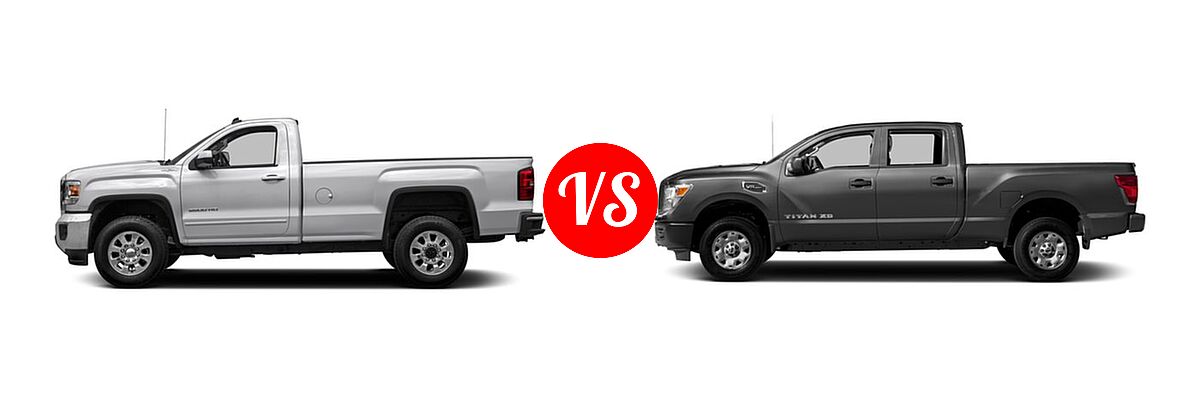 2018 GMC Sierra 2500HD Pickup SLE vs. 2018 Nissan Titan XD Pickup Diesel S - Side Comparison