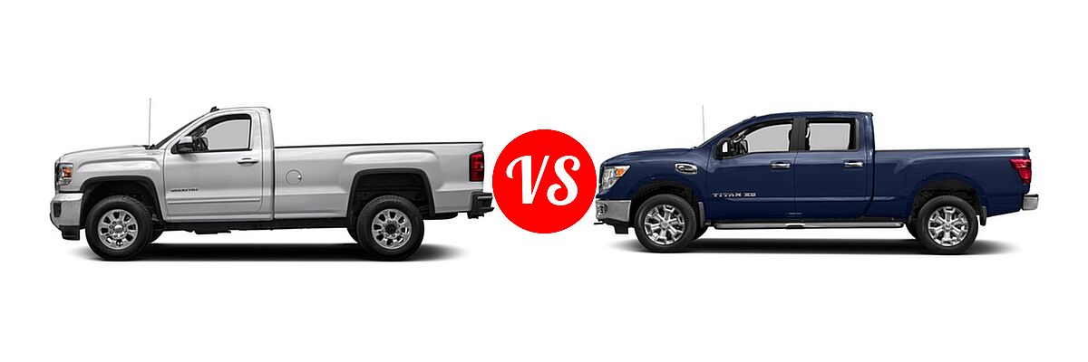 2018 GMC Sierra 2500HD Pickup SLE vs. 2018 Nissan Titan XD Pickup Diesel SV - Side Comparison