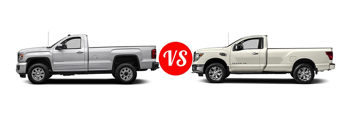 2018 GMC Sierra 2500HD Pickup SLE vs. 2018 Nissan Titan XD Pickup Diesel S / SV - Side Comparison