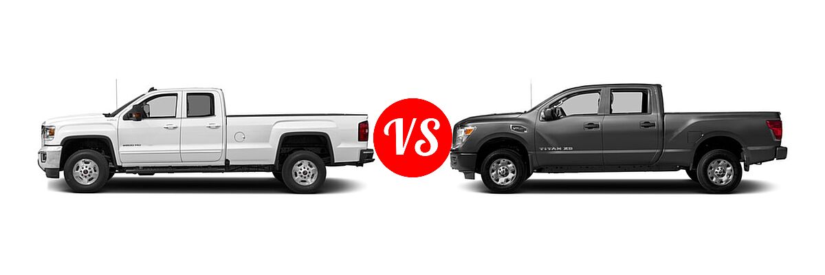 2018 GMC Sierra 2500HD Pickup SLE / SLT vs. 2018 Nissan Titan XD Pickup Diesel S - Side Comparison