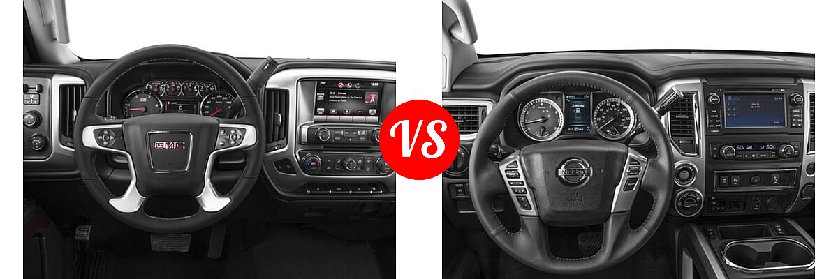 2018 GMC Sierra 2500HD Pickup SLE vs. 2018 Nissan Titan XD Pickup Diesel PRO-4X / S / SV - Dashboard Comparison