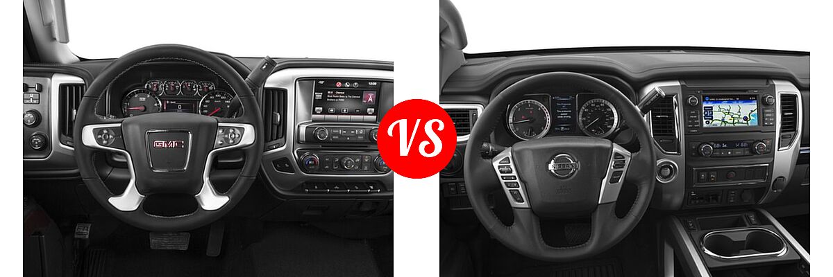 2018 GMC Sierra 2500HD Pickup SLE vs. 2018 Nissan Titan XD Pickup Diesel SV - Dashboard Comparison