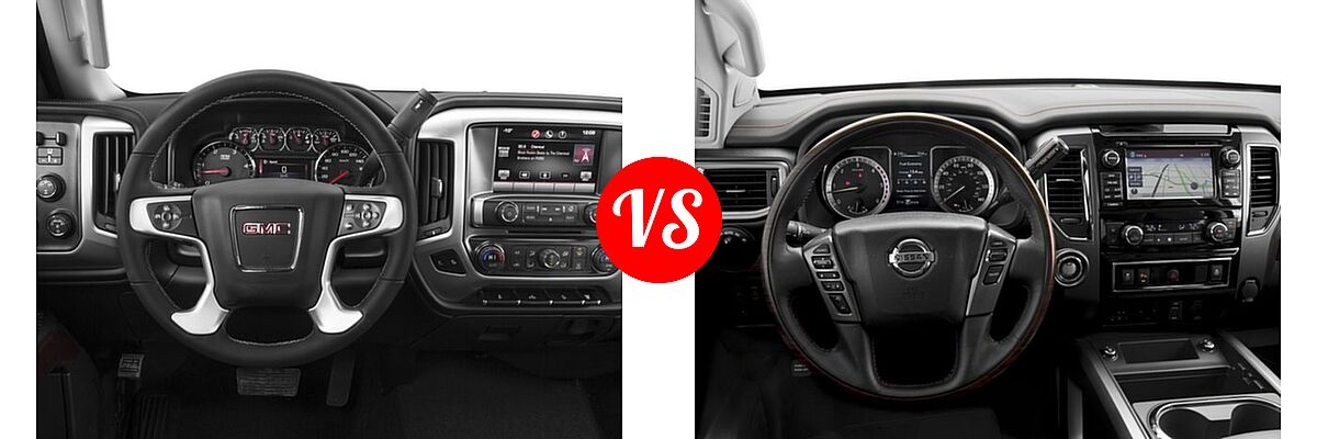 2018 GMC Sierra 2500HD Pickup SLE vs. 2018 Nissan Titan XD Pickup Diesel Platinum Reserve - Dashboard Comparison