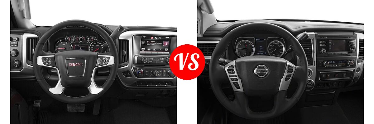 2018 GMC Sierra 2500HD Pickup SLE vs. 2018 Nissan Titan XD Pickup Diesel S / SV - Dashboard Comparison