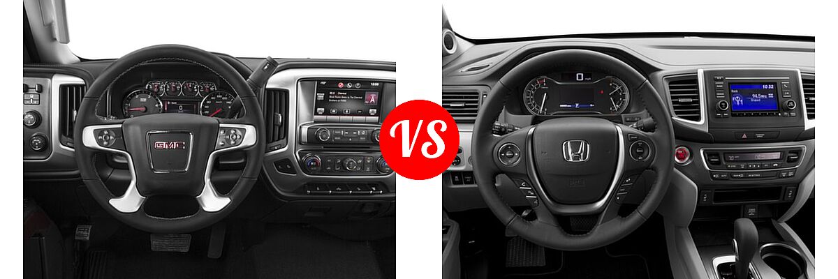 2018 GMC Sierra 2500HD Pickup SLE vs. 2018 Honda Ridgeline Pickup RTL - Dashboard Comparison