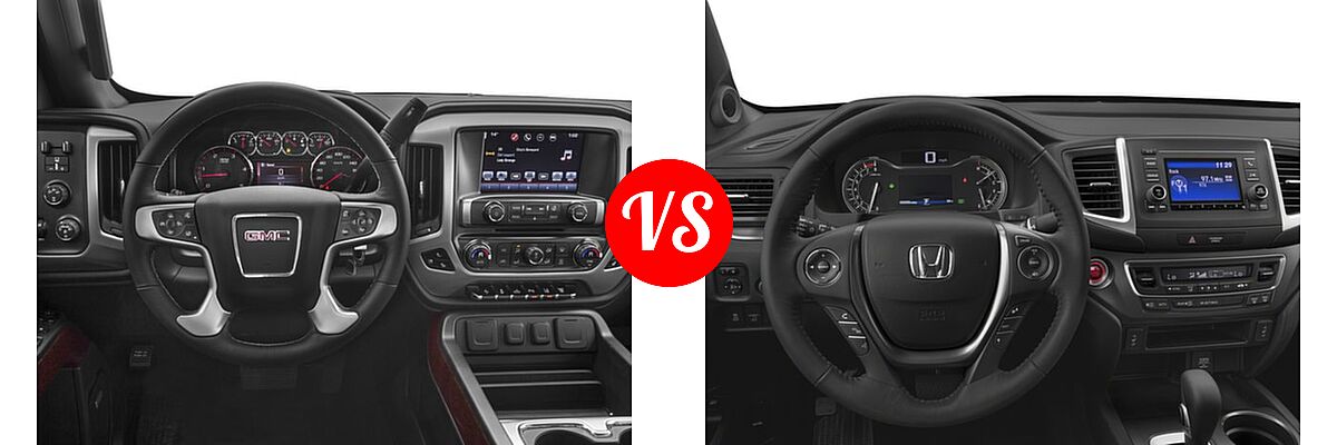 2018 GMC Sierra 2500HD Pickup SLT vs. 2018 Honda Ridgeline Pickup RTL - Dashboard Comparison