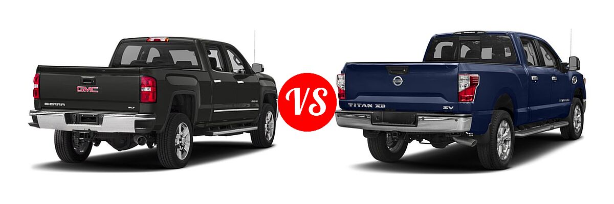 2018 GMC Sierra 2500HD Pickup SLT vs. 2018 Nissan Titan XD Pickup Diesel SV - Rear Right Comparison