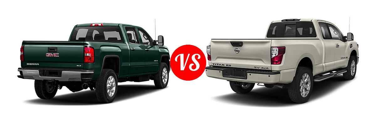 2018 GMC Sierra 2500HD Pickup SLE vs. 2018 Nissan Titan XD Pickup Diesel PRO-4X / S / SV - Rear Right Comparison