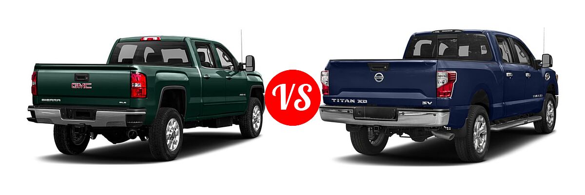 2018 GMC Sierra 2500HD Pickup SLE vs. 2018 Nissan Titan XD Pickup Diesel SV - Rear Right Comparison