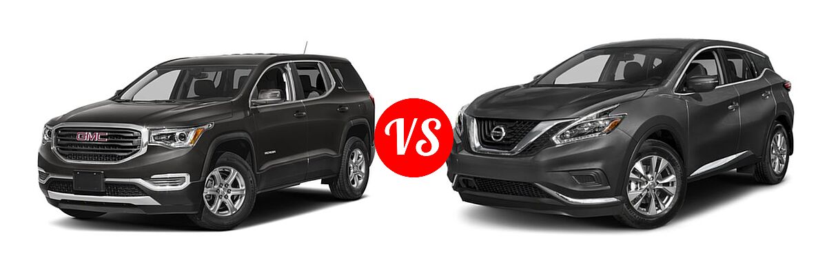 2018 GMC Acadia SUV SL vs. 2018 Nissan Murano SUV Platinum / S / SL / SV - Front Left Comparison
