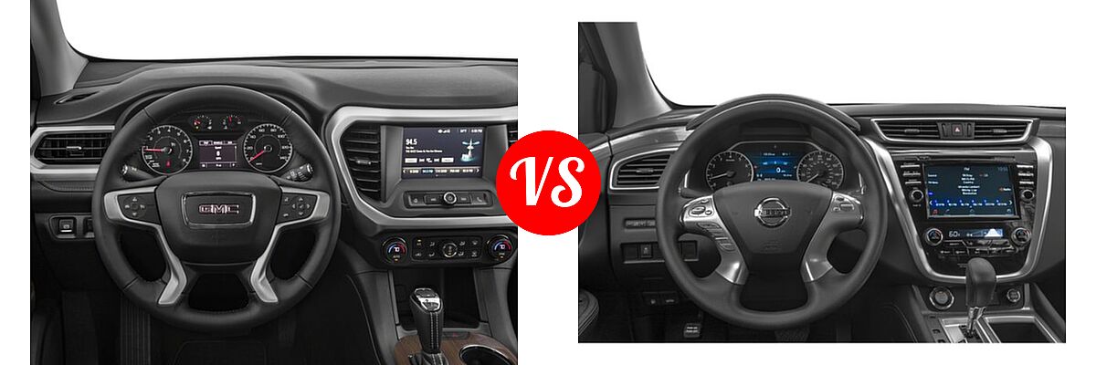 2018 GMC Acadia SUV SL vs. 2018 Nissan Murano SUV Platinum / S / SL / SV - Dashboard Comparison