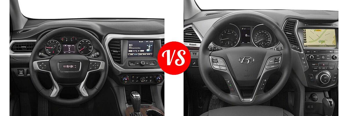 2018 GMC Acadia SUV SL vs. 2018 Hyundai Santa Fe SUV SE Ultimate - Dashboard Comparison