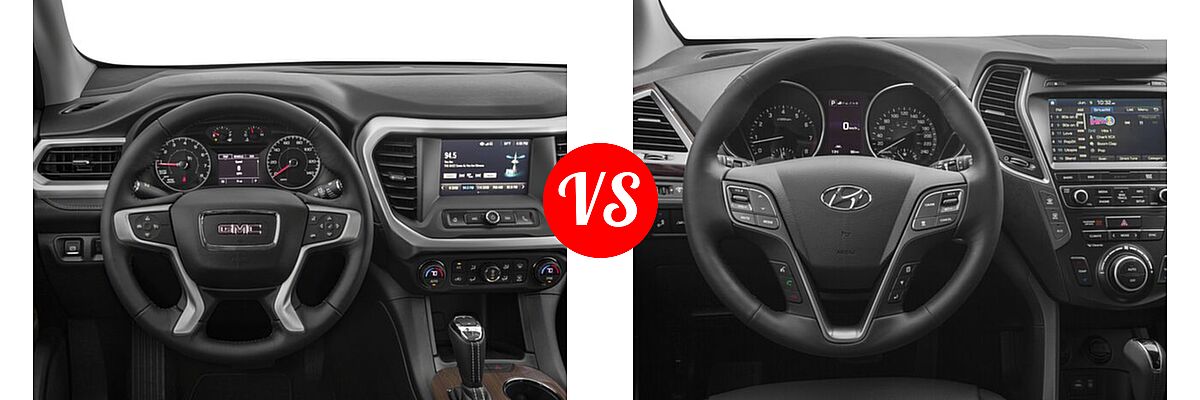 2018 GMC Acadia SUV SL vs. 2018 Hyundai Santa Fe SUV Limited Ultimate - Dashboard Comparison
