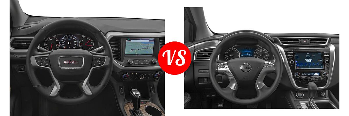 2018 GMC Acadia SUV Denali vs. 2018 Nissan Murano SUV Platinum / S / SL / SV - Dashboard Comparison