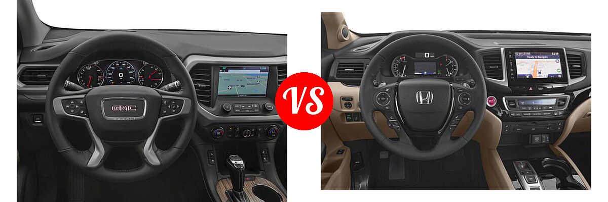 2018 GMC Acadia SUV Denali vs. 2018 Honda Pilot SUV Elite - Dashboard Comparison