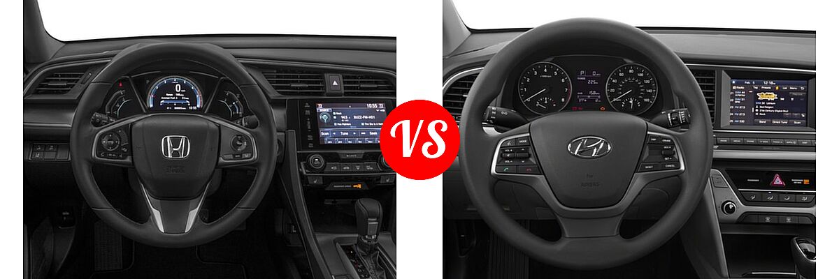 2018 Honda Civic Sedan EX-L vs. 2018 Hyundai Elantra Sedan SE / SEL / Value Edition - Dashboard Comparison