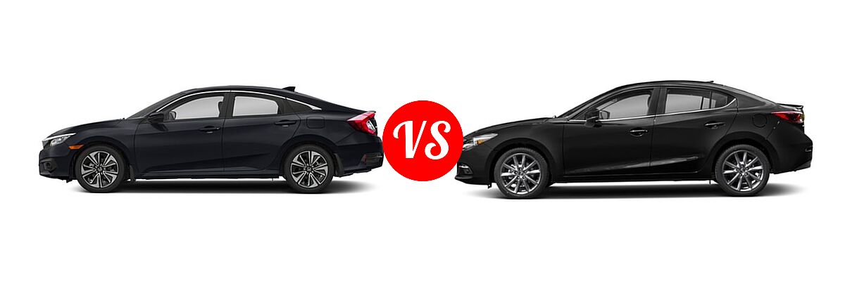2018 Honda Civic Sedan EX-T vs. 2018 Mazda 3 Sedan Grand Touring - Side Comparison
