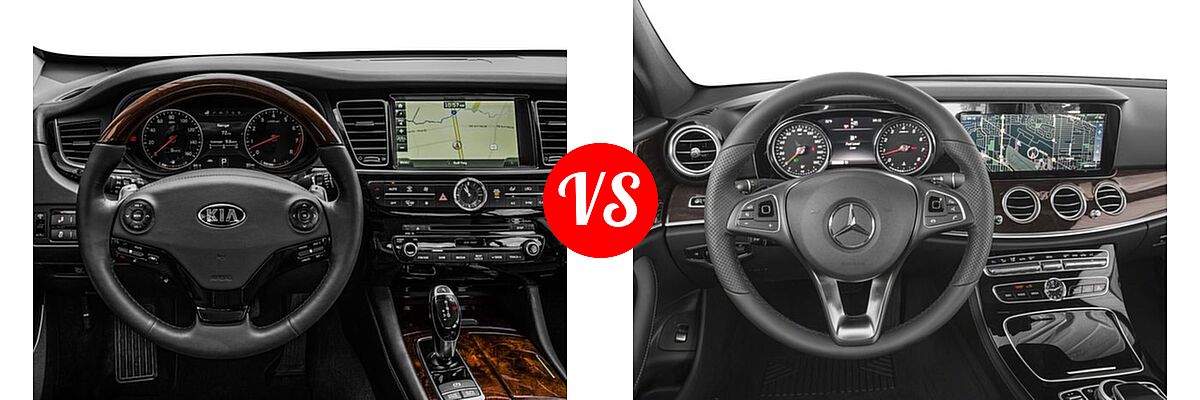 2018 Kia K900 Sedan Luxury vs. 2018 Mercedes-Benz E-Class Sedan E 300 AMG Line / E 300 Sport - Dashboard Comparison