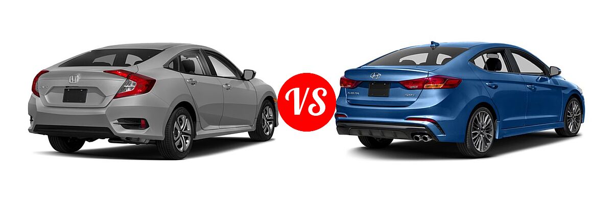2018 Honda Civic Sedan LX vs. 2018 Hyundai Elantra Sedan Sport - Rear Right Comparison