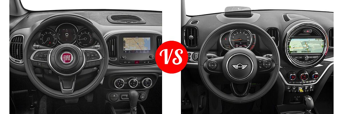 2018 FIAT 500L Wagon Lounge / Pop vs. 2018 MINI Countryman Wagon Hybrid Cooper S E - Dashboard Comparison