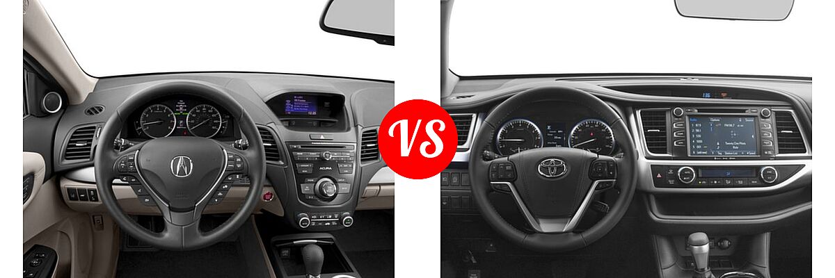 2017 Acura RDX SUV w/AcuraWatch Plus vs. 2017 Toyota Highlander SUV XLE - Dashboard Comparison