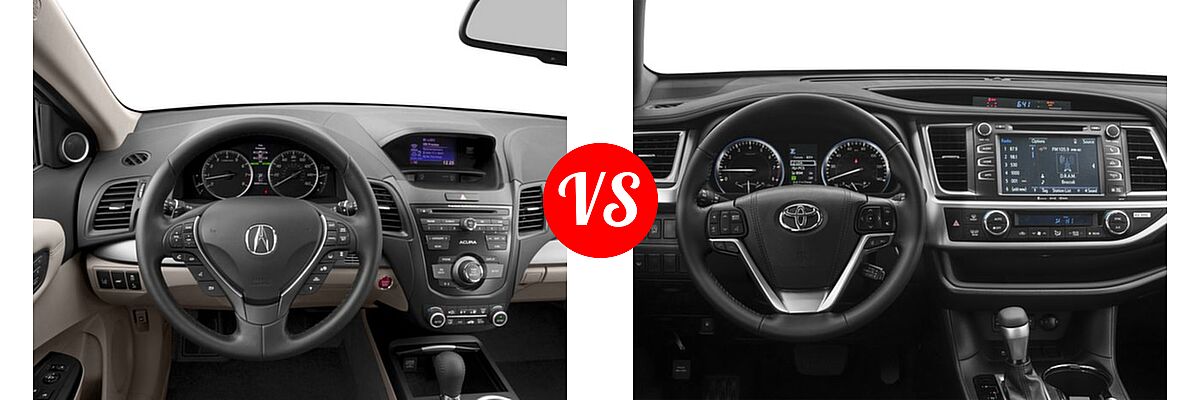 2017 Acura RDX SUV w/AcuraWatch Plus vs. 2017 Toyota Highlander SUV SE - Dashboard Comparison