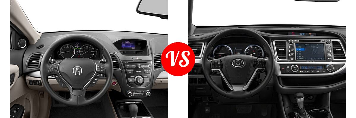 2017 Acura RDX SUV w/AcuraWatch Plus vs. 2017 Toyota Highlander SUV Limited / Limited Platinum - Dashboard Comparison