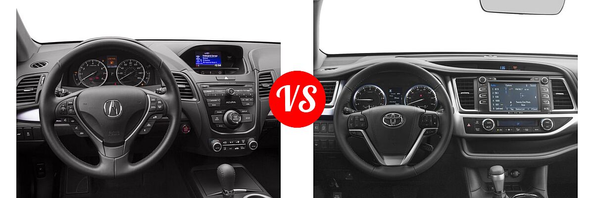 2017 Acura RDX SUV AWD vs. 2017 Toyota Highlander SUV XLE - Dashboard Comparison