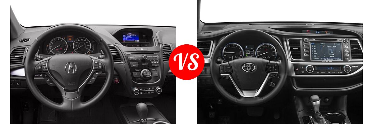 2017 Acura RDX SUV AWD vs. 2017 Toyota Highlander SUV SE - Dashboard Comparison