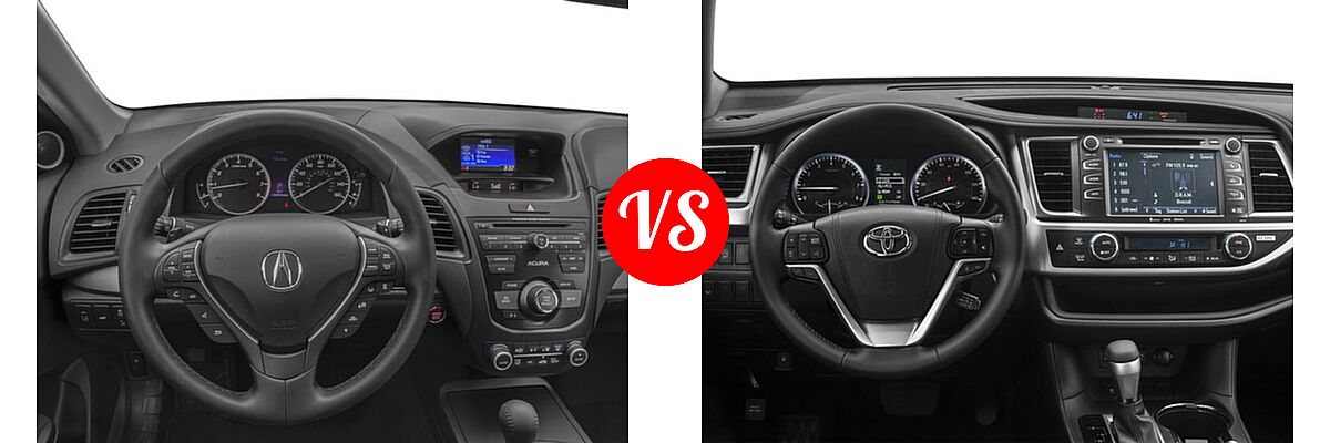 2017 Acura RDX SUV w/AcuraWatch Plus vs. 2017 Toyota Highlander SUV SE - Dashboard Comparison