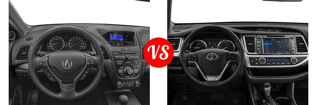 2017 Acura RDX SUV w/AcuraWatch Plus vs. 2017 Toyota Highlander SUV Limited / Limited Platinum - Dashboard Comparison