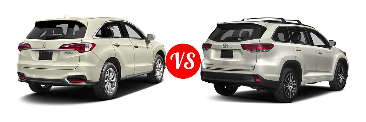 2017 Acura RDX SUV FWD vs. 2017 Toyota Highlander SUV SE - Rear Right Comparison